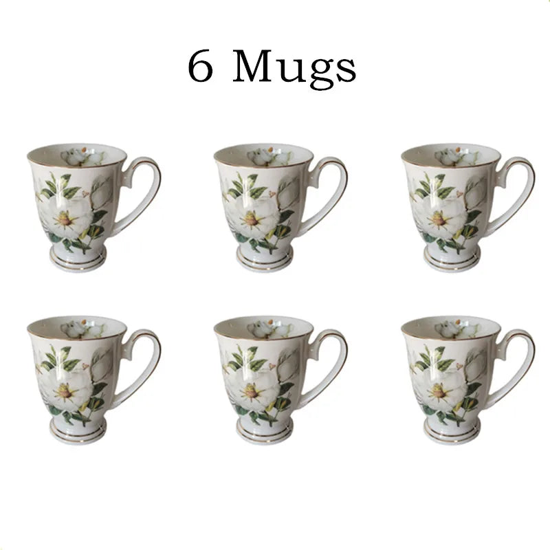Household Water Ware Set, Ceramic Mug with Metal Rack, Porcelain Bone China,