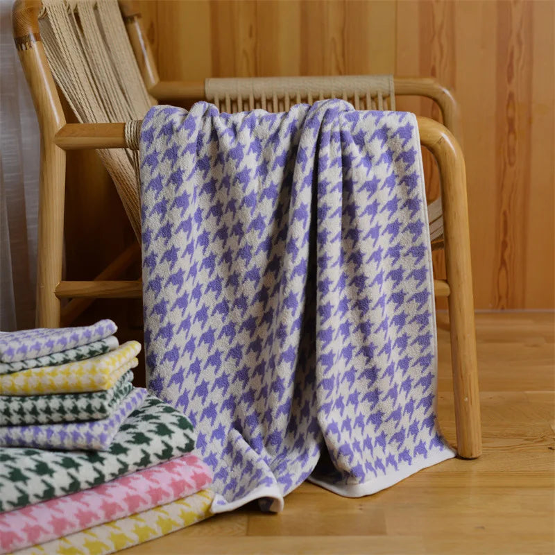 Absorbent Towel Classic Plaid Pure Cotton Bath Towel Soft Face Towel