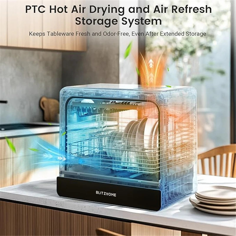 Blitzhome 5.2L Dishwasher with 9 Programs High-Temperature Spray Washing Countertop