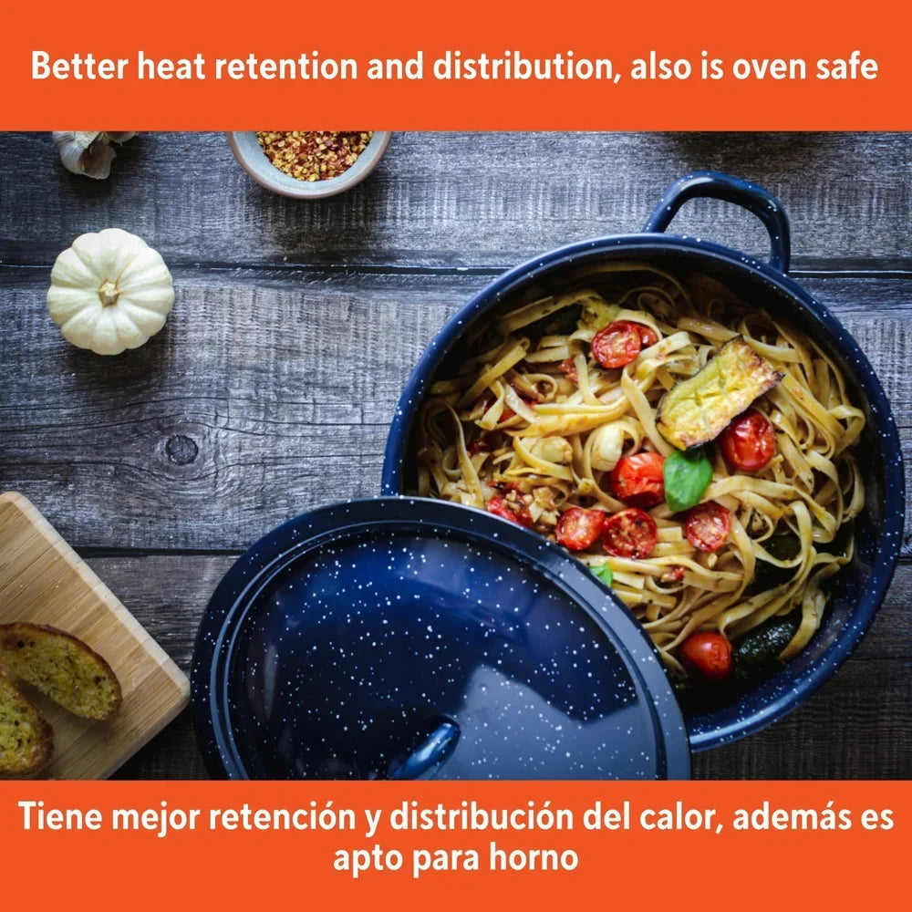 Steel Enamel Stock Pot Double Handles Heat Efficient