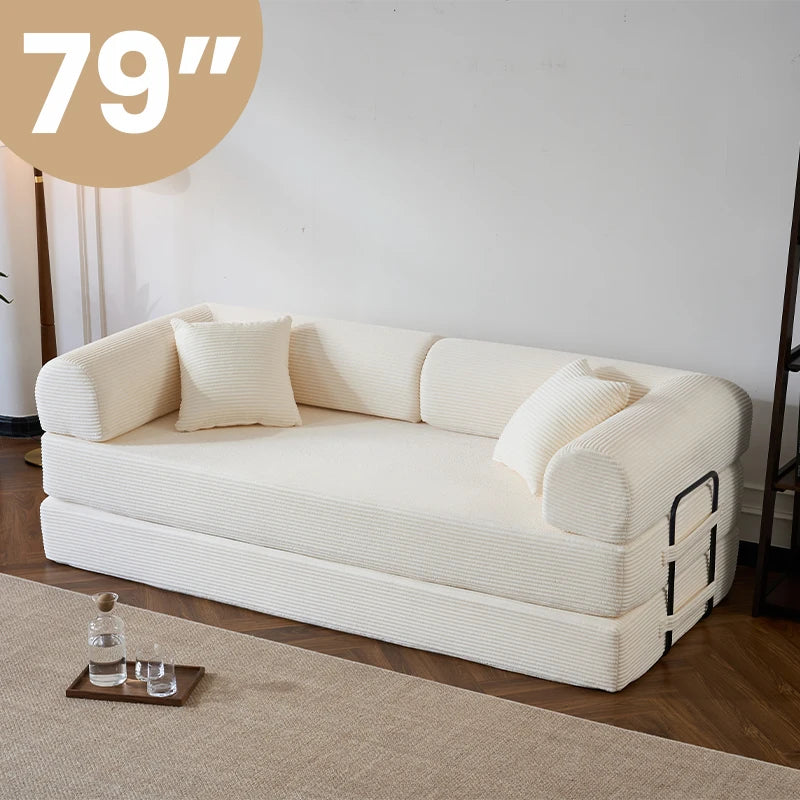 79’’ Convertible Sofa Bed Corduroy Upholstered, Loveseat Sleeper