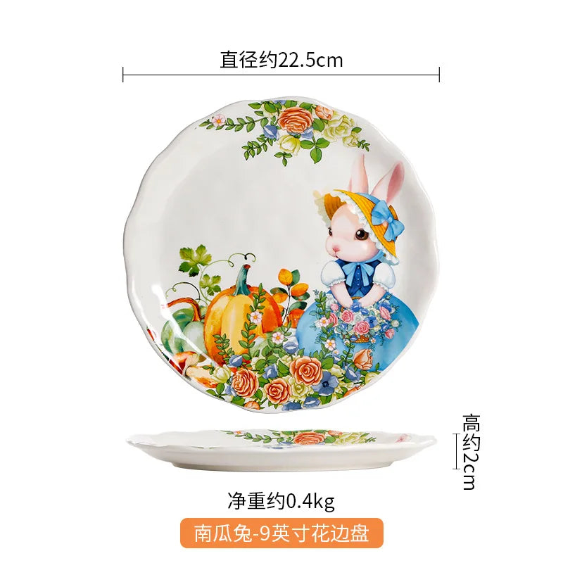 Creative Pumpkin Rabbit Pattern Tableware Garden Style Ceramic