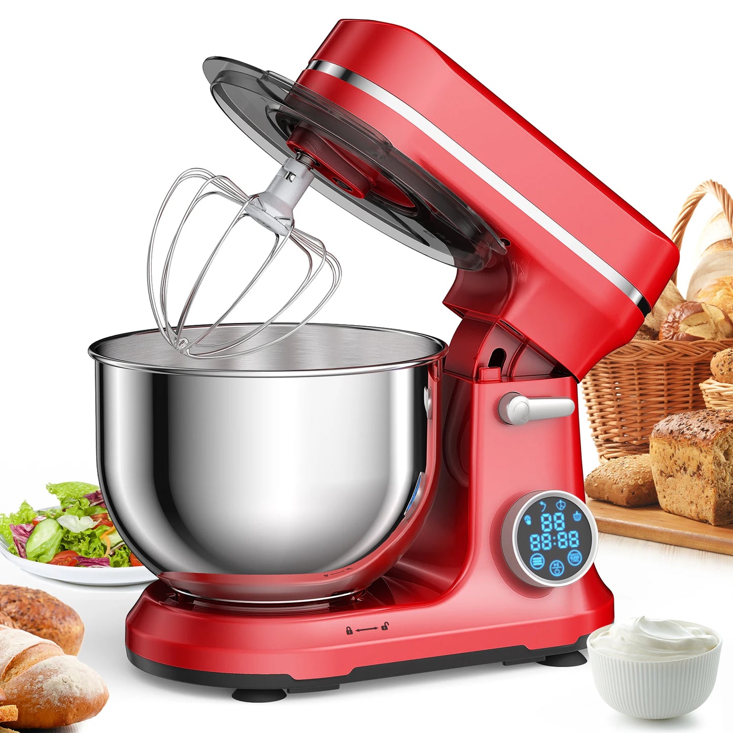 BioloMix Kitchen Stand Mixer, Dough Hook, Whisk