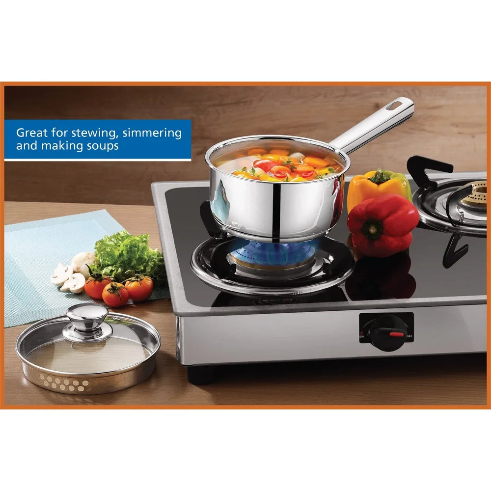 Oven Safe Stainless Steel Saucepan with Straining Lid 1qt Dishwasher