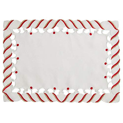 Fennco Styles Christmas Candy Cane Design Tablecloth - Holiday Table Cover for Home Décor, Banquets, Family Gathering and Special Occasion