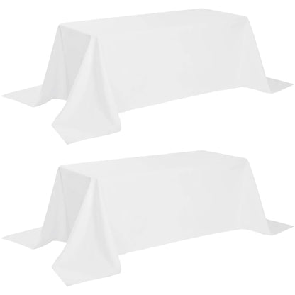 2 Pack Classic White Tablecloth 90x132 in Table Cover for 6 Ft Rectangle Tables