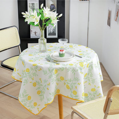 Fennco Styles Garden Floral Print Tablecloth 55" W x 55" L - Yellow Flowers Wrinkle-Free Washable Table Cover for Everyday Use, Banquets, Holidays, Indoor Outdoor Events and Special Occasions