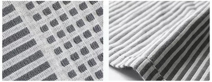 Fennco Styles Modern Woven Striped Cotton Tablecloth 55" W X 71" L - White Textured Rectangle Table Cover for Dining Table, Banquet, Family Gathering, Holiday and Special Occasion