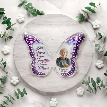Personalized Memorial Photo Butterfly Acrylic Plaque - Memorial Gift Idea For Christmas - Always Loved Never Forgotten Forever Missed