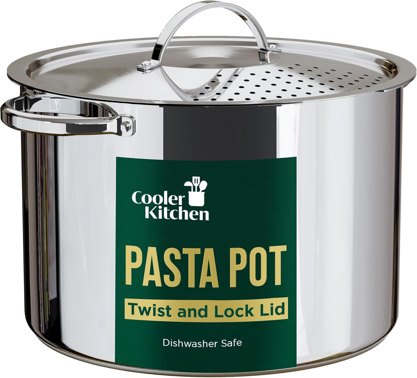Stainless Steel Pasta Pot with Strainer Lid (5.5 Qt)