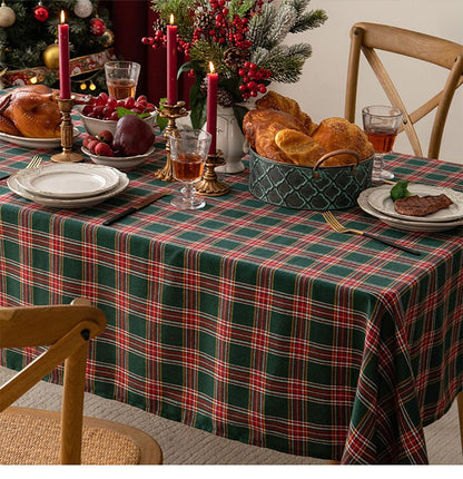 Fennco Styles Classic Plaid Snowflake Holiday Tablecloth - Tartan Rectangular Table Cover for Dining Room, Christmas Décor, and Winter Festivals