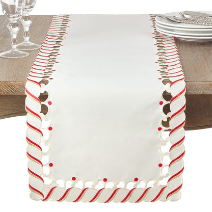 Fennco Styles Christmas Candy Cane Design Tablecloth - Holiday Table Cover for Home Décor, Banquets, Family Gathering and Special Occasion