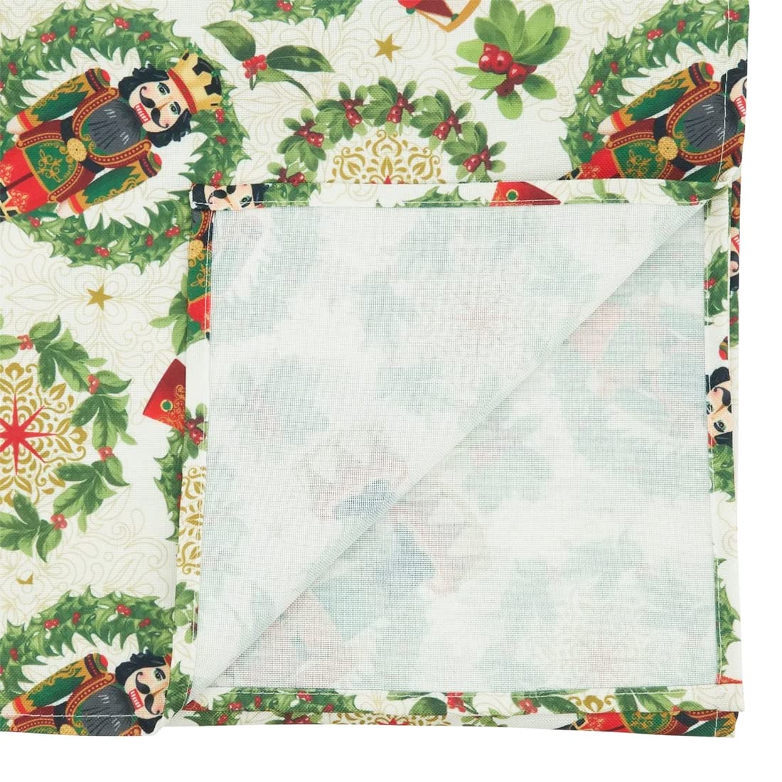 Fennco Styles Nutcracker Holiday Tablecloth 65" W X 84" L - Red & Green Solider Print Festive Table Cover for Christmas Décor, Dining Room, Banquet, Family Gathering and Special Events