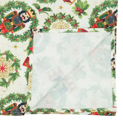Fennco Styles Nutcracker Holiday Tablecloth 65" W X 84" L - Red & Green Solider Print Festive Table Cover for Christmas Décor, Dining Room, Banquet, Family Gathering and Special Events