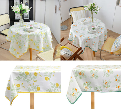 Fennco Styles Garden Floral Print Tablecloth 55" W x 55" L - Yellow Flowers Wrinkle-Free Washable Table Cover for Everyday Use, Banquets, Holidays, Indoor Outdoor Events and Special Occasions