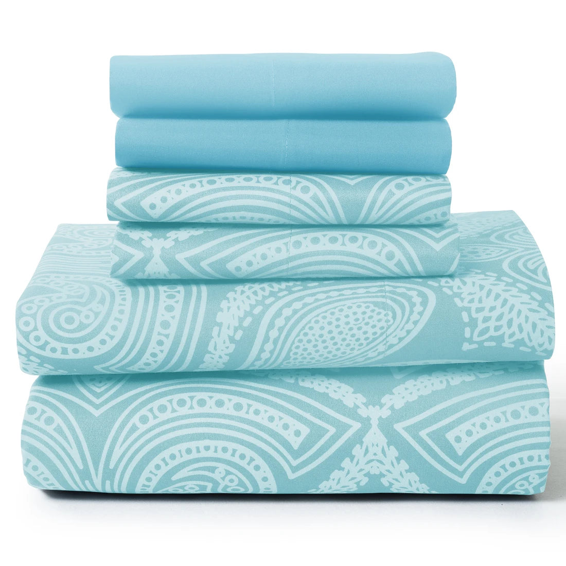 Lux Decor 6Pc Paisley Sheet Set – Soft Microfiber, Wrinkle-Free,