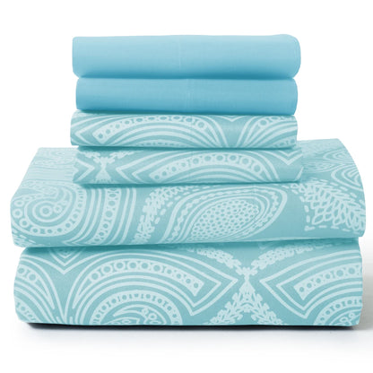 Lux Decor 6Pc Paisley Sheet Set – Soft Microfiber, Wrinkle-Free,