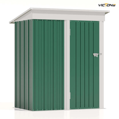 l 5x3 FT Outdoor Storage Shed, Tool Shed with Sloping Roof and Lockable Door, Metal Shed