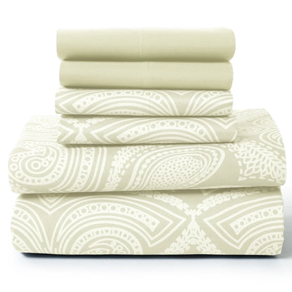 Lux Decor 6Pc Paisley Sheet Set – Soft Microfiber, Wrinkle-Free,