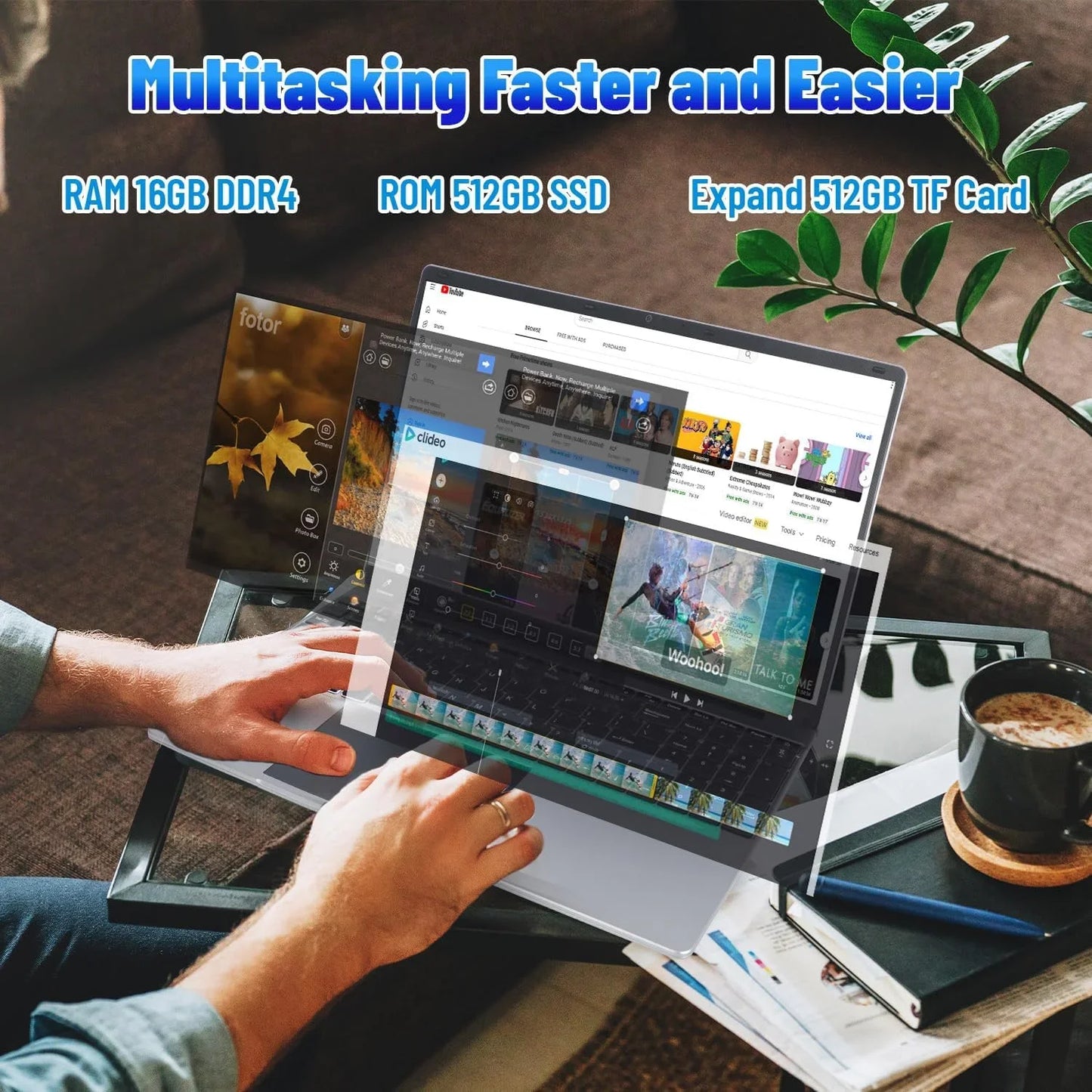 URAO LT1505 15.6 Inch Laptop 16GB DDR4 512GB SSD  IPS Display 1080P