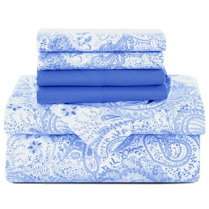 Lux Decor 6Pc Paisley Sheet Set – Soft Microfiber, Wrinkle-Free,