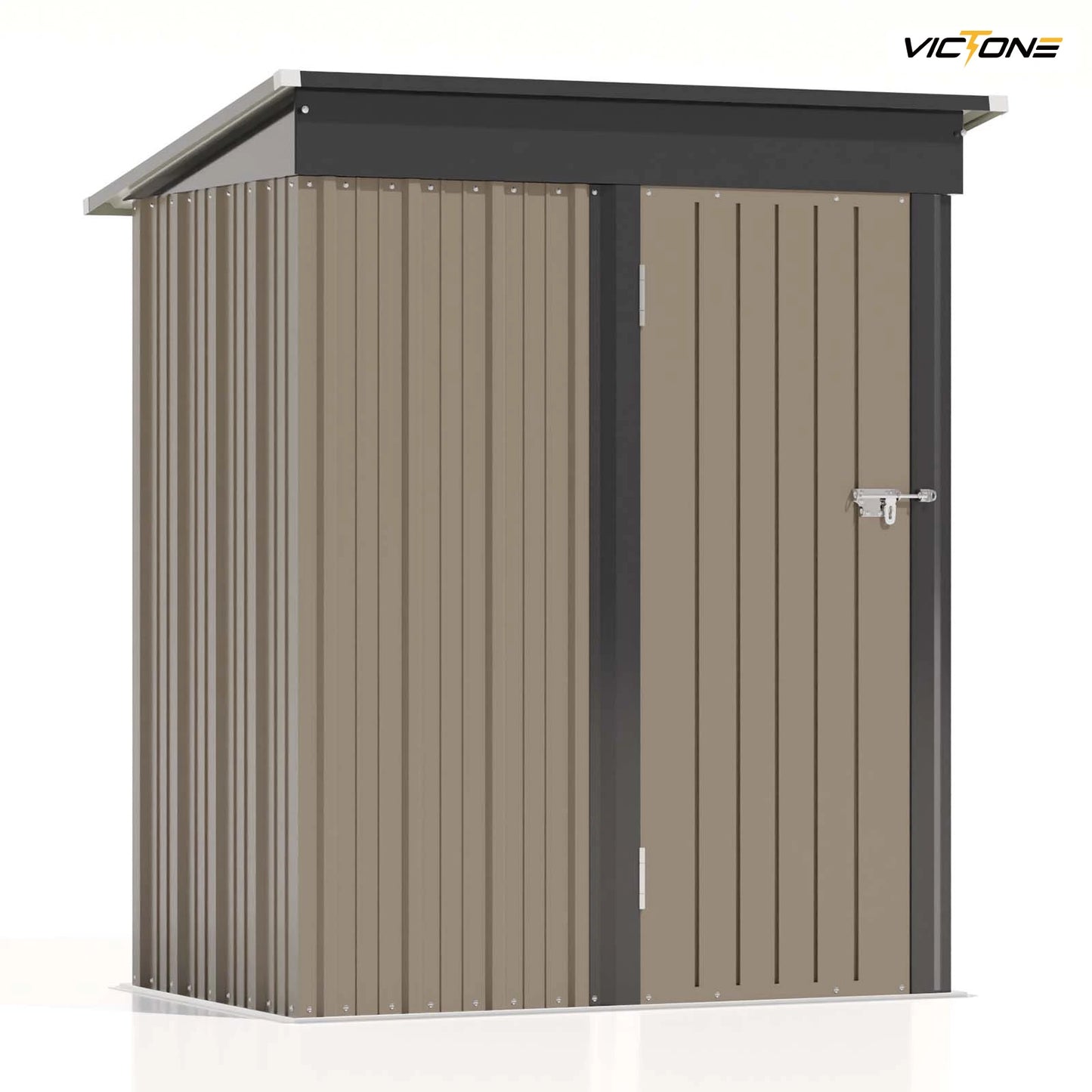 l 5x3 FT Outdoor Storage Shed, Tool Shed with Sloping Roof and Lockable Door, Metal Shed