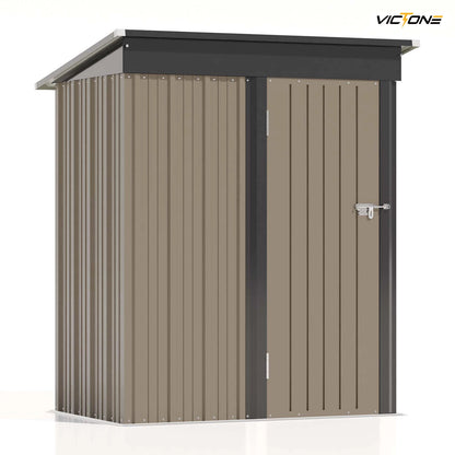 l 5x3 FT Outdoor Storage Shed, Tool Shed with Sloping Roof and Lockable Door, Metal Shed