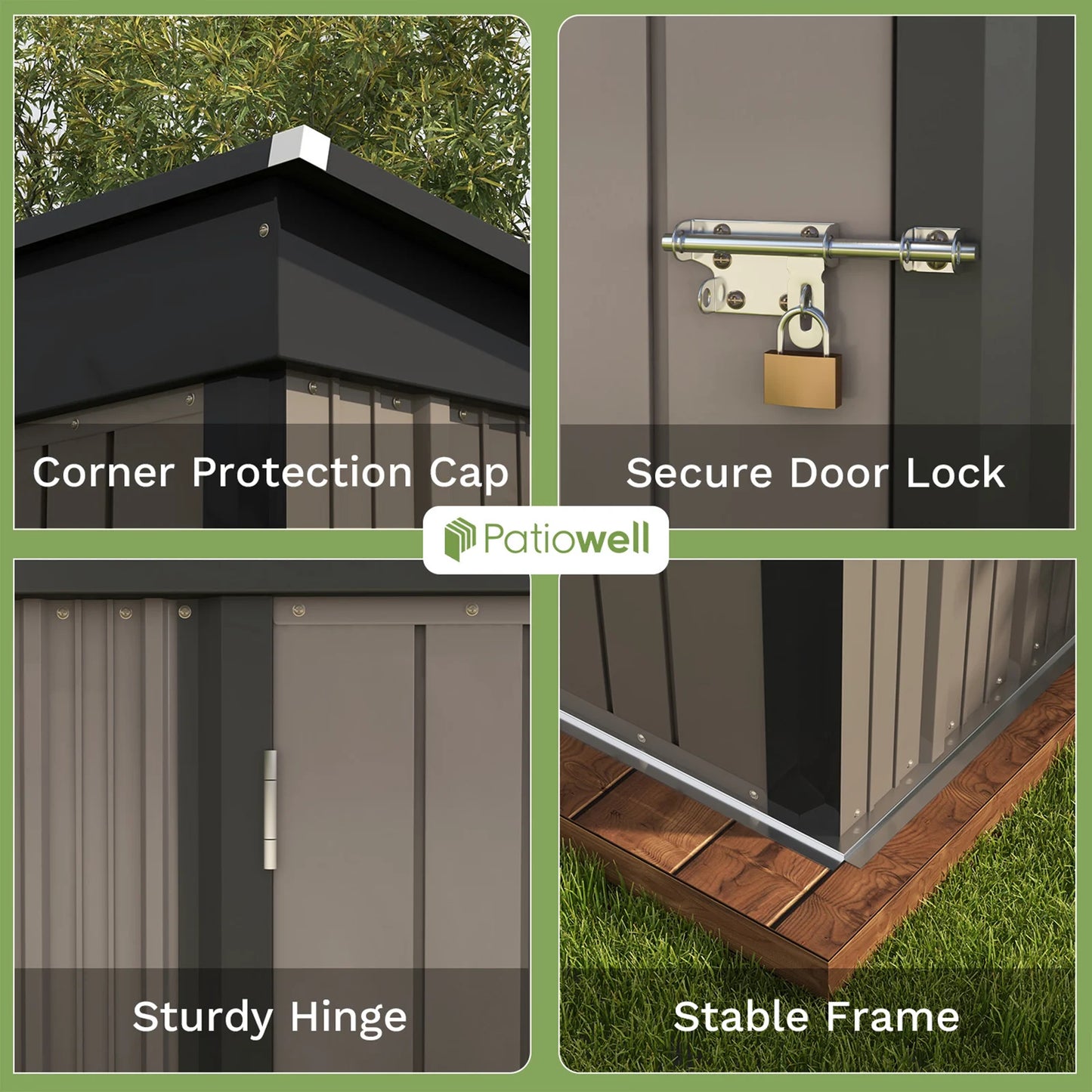 l 5x3 FT Outdoor Storage Shed, Tool Shed with Sloping Roof and Lockable Door, Metal Shed