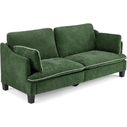 84" , Linen Velvet 2-Seater Loveseat  Removable Cover & 2 Throw Pillows,