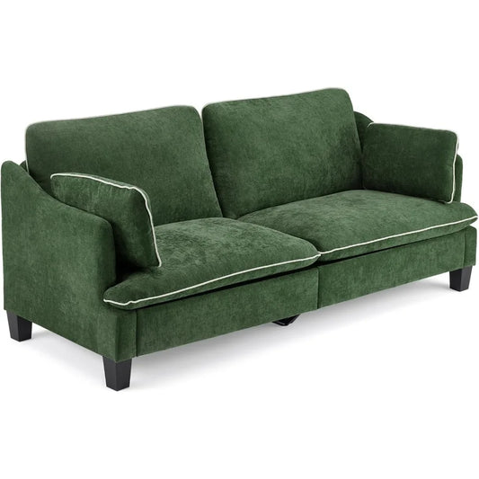 84" , Linen Velvet 2-Seater Loveseat  Removable Cover & 2 Throw Pillows,
