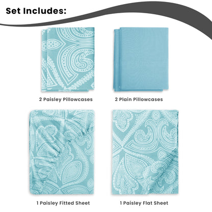 Lux Decor 6Pc Paisley Sheet Set – Soft Microfiber, Wrinkle-Free,
