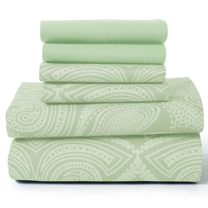 Lux Decor 6Pc Paisley Sheet Set – Soft Microfiber, Wrinkle-Free,