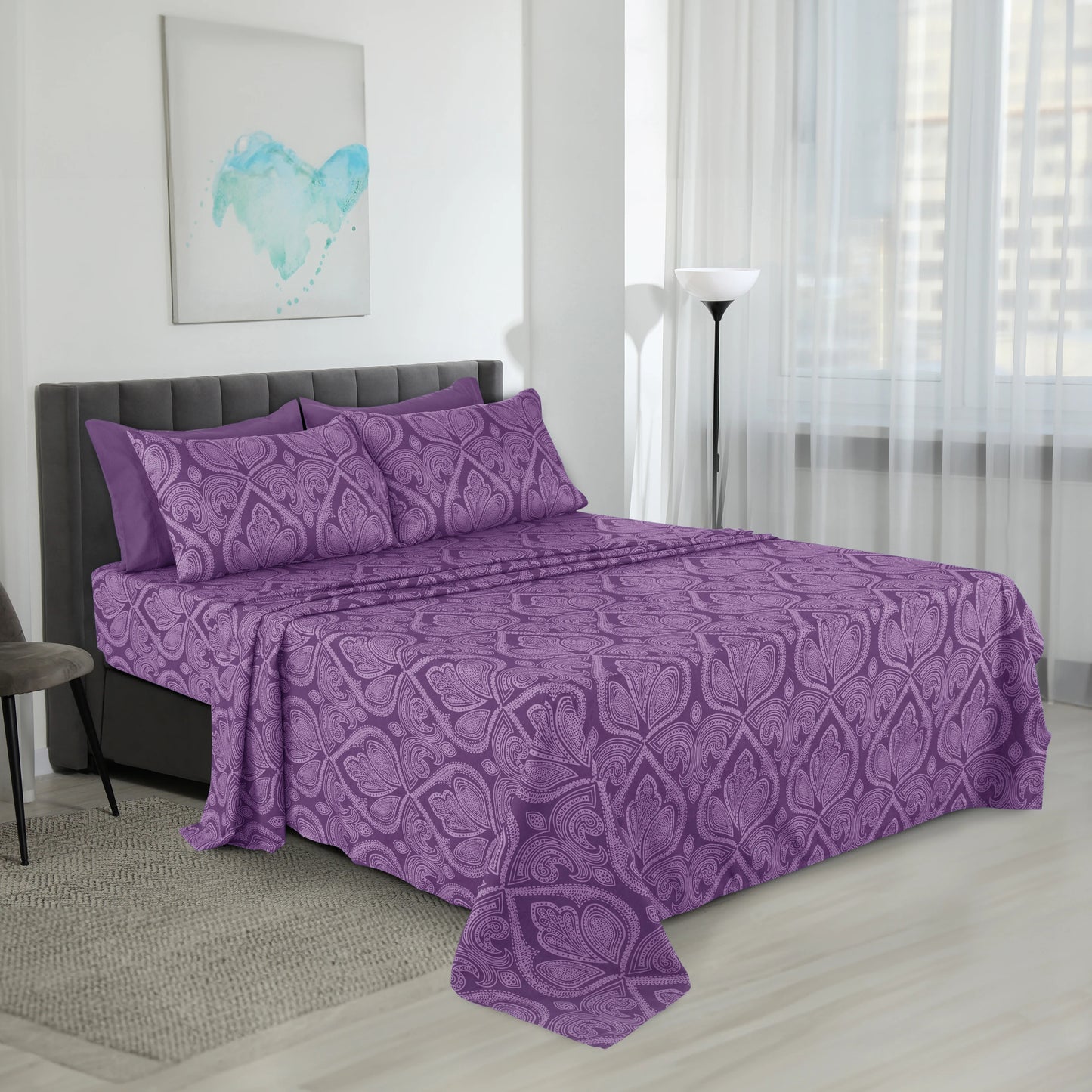 Lux Decor 6Pc Paisley Sheet Set – Soft Microfiber, Wrinkle-Free,