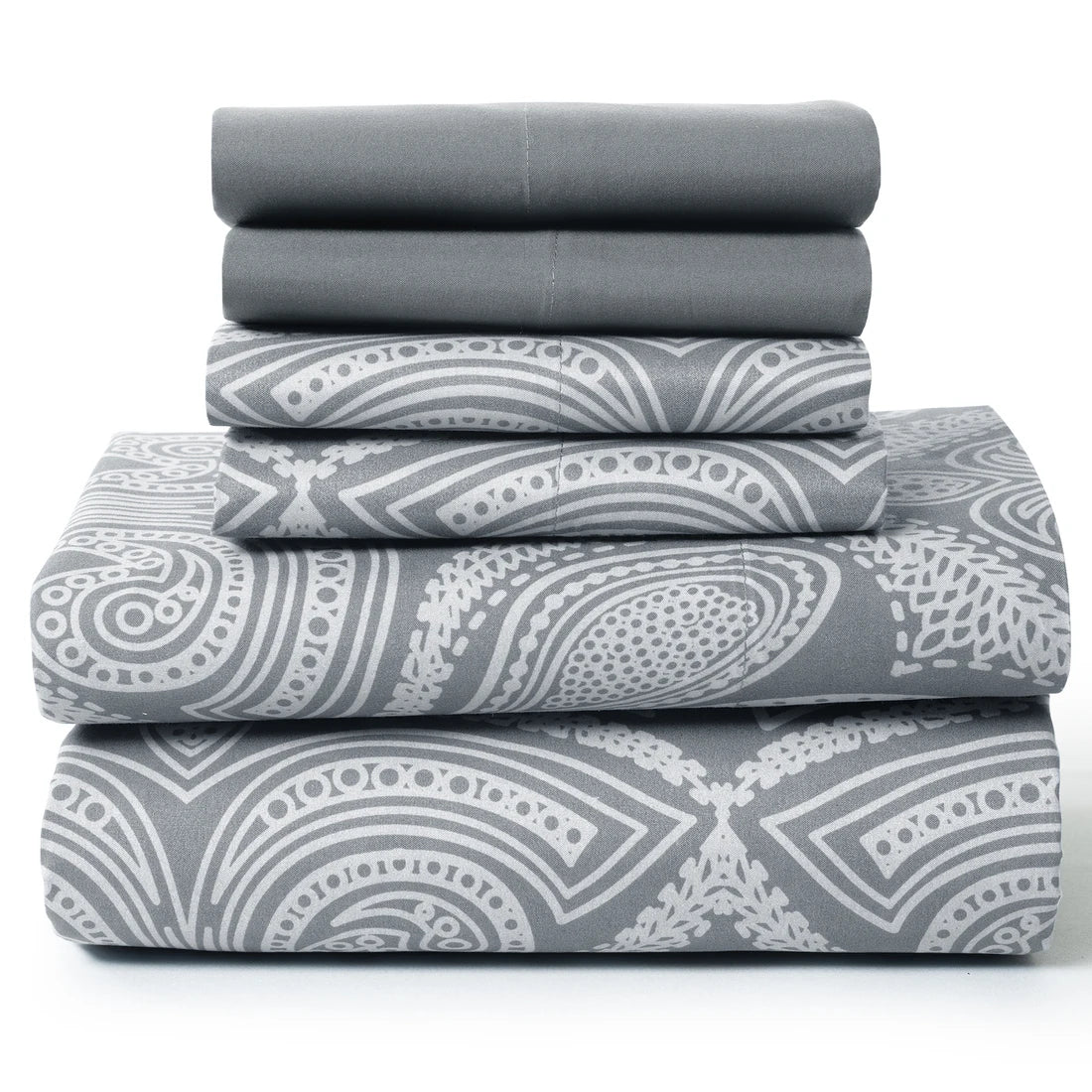 Lux Decor 6Pc Paisley Sheet Set – Soft Microfiber, Wrinkle-Free,