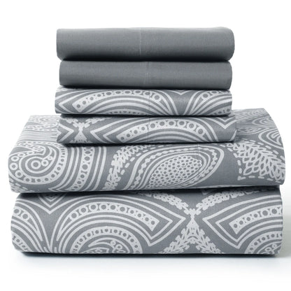 Lux Decor 6Pc Paisley Sheet Set – Soft Microfiber, Wrinkle-Free,