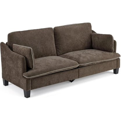 84" , Linen Velvet 2-Seater Loveseat  Removable Cover & 2 Throw Pillows,