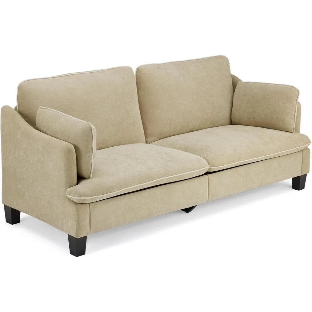 84" , Linen Velvet 2-Seater Loveseat  Removable Cover & 2 Throw Pillows,