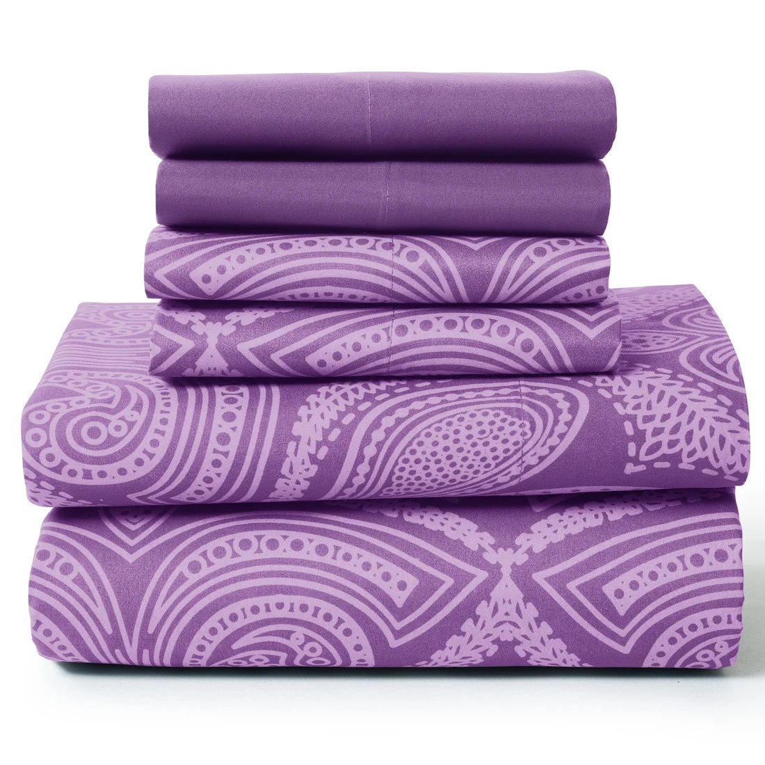 Lux Decor 6Pc Paisley Sheet Set – Soft Microfiber, Wrinkle-Free,