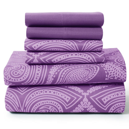 Lux Decor 6Pc Paisley Sheet Set – Soft Microfiber, Wrinkle-Free,