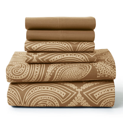 Lux Decor 6Pc Paisley Sheet Set – Soft Microfiber, Wrinkle-Free,