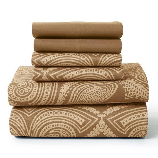 Lux Decor 6Pc Paisley Sheet Set – Soft Microfiber, Wrinkle-Free,