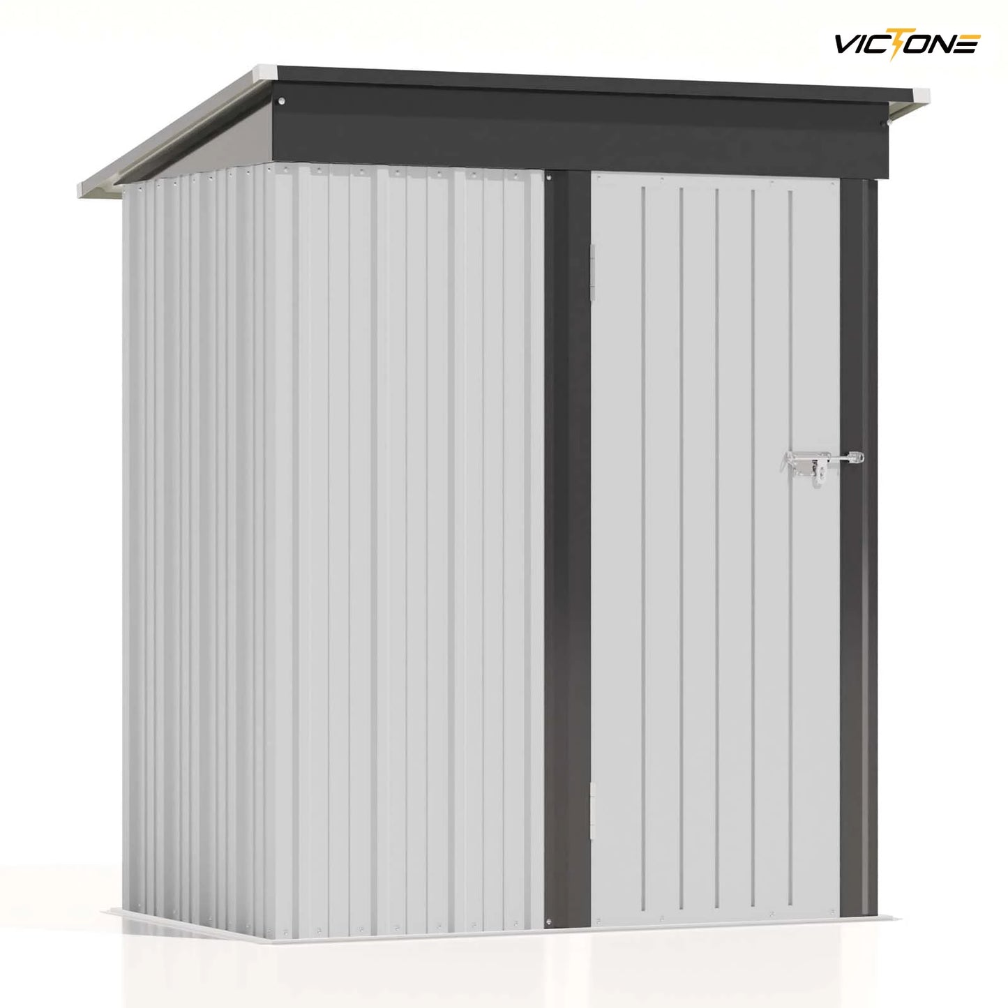 l 5x3 FT Outdoor Storage Shed, Tool Shed with Sloping Roof and Lockable Door, Metal Shed
