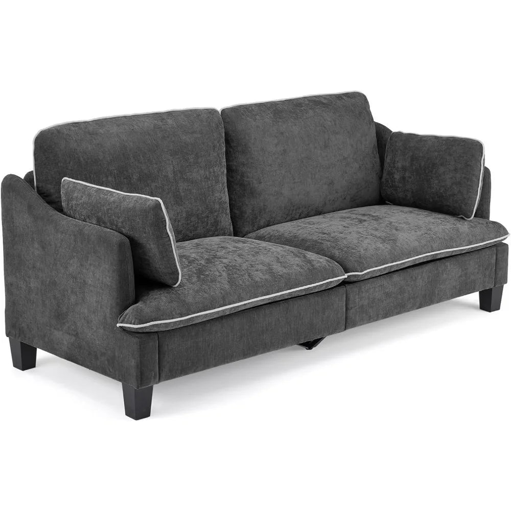 84" , Linen Velvet 2-Seater Loveseat  Removable Cover & 2 Throw Pillows,