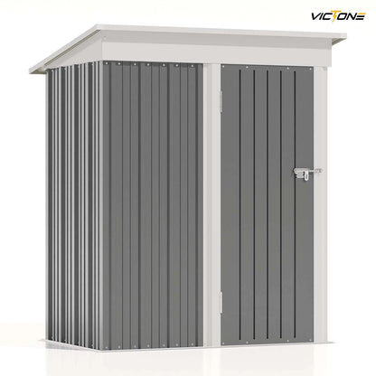 l 5x3 FT Outdoor Storage Shed, Tool Shed with Sloping Roof and Lockable Door, Metal Shed