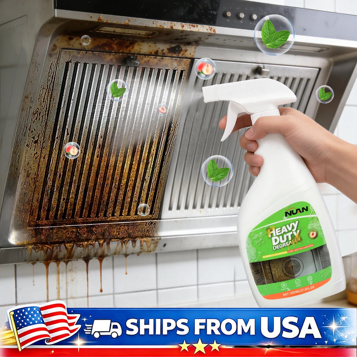 Kitchen  Cleaner Heavy Duty Degreaser Spray  Range Hood Cooktop