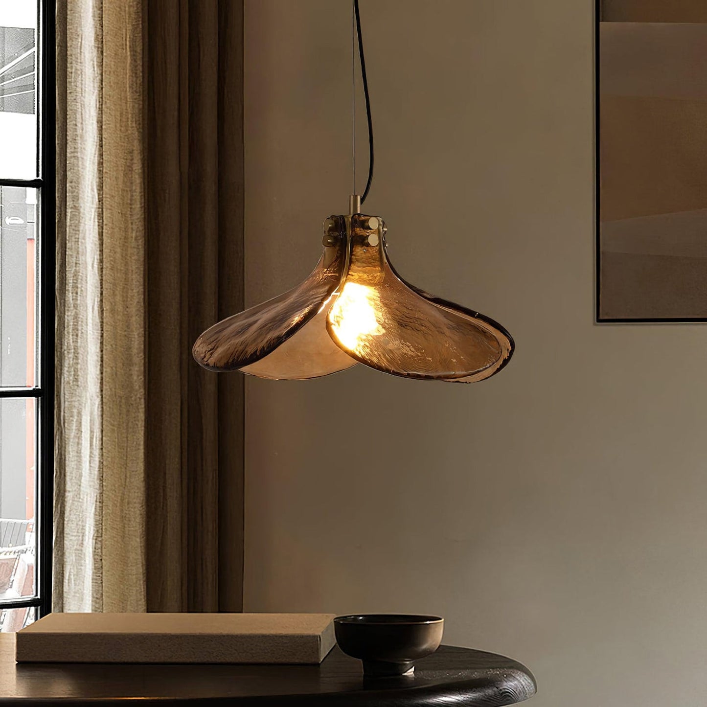 Amber Petal Glass Pendant Light