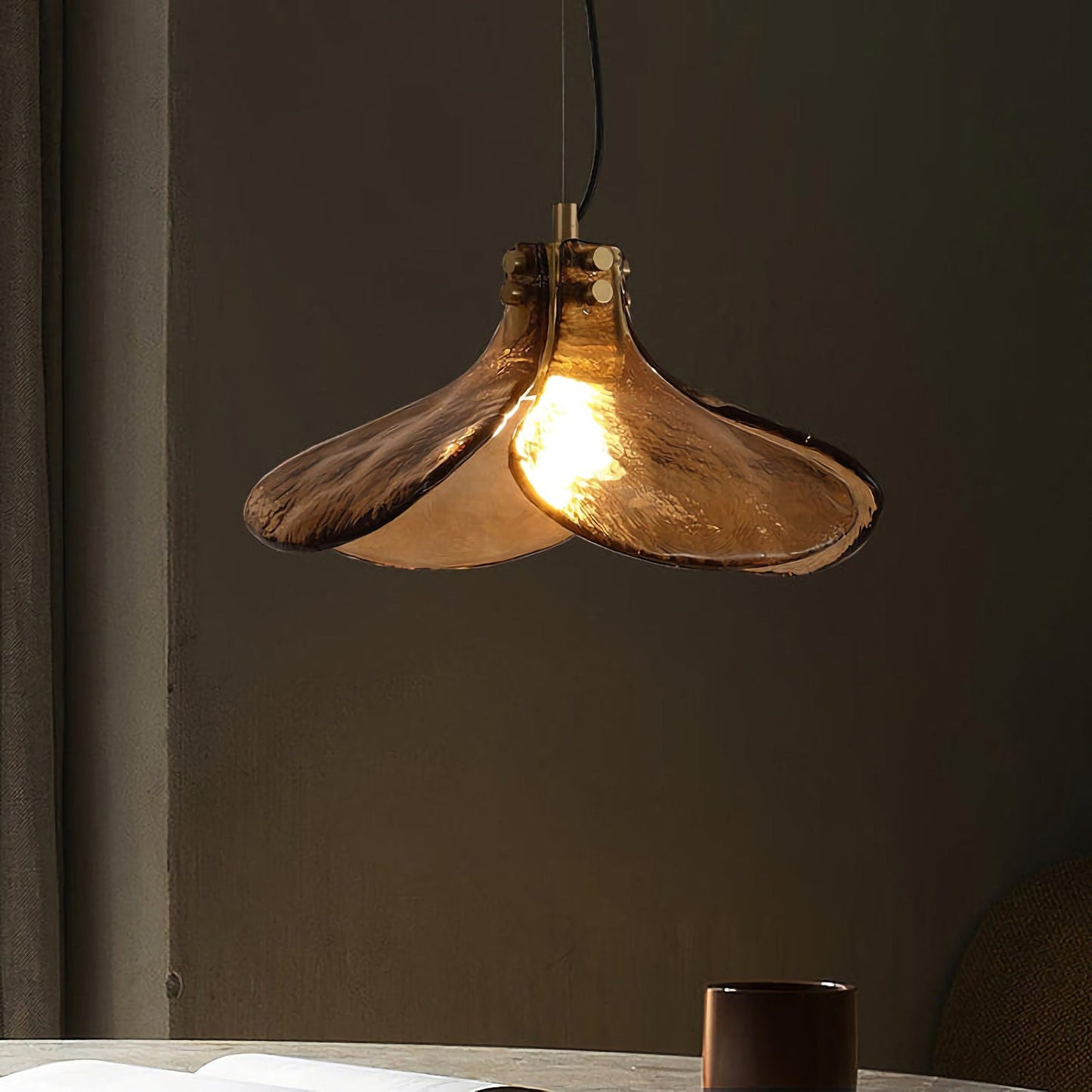Amber Petal Glass Pendant Light