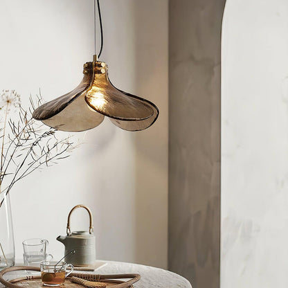 Amber Petal Glass Pendant Light