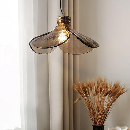 Amber Petal Glass Pendant Light