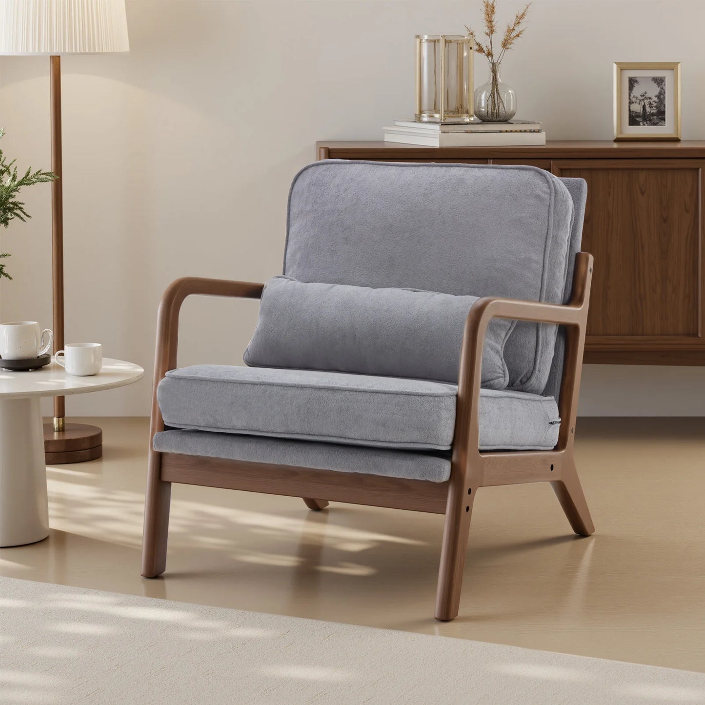 JHK Mid Century Modern Chair Solid Wooden Frame